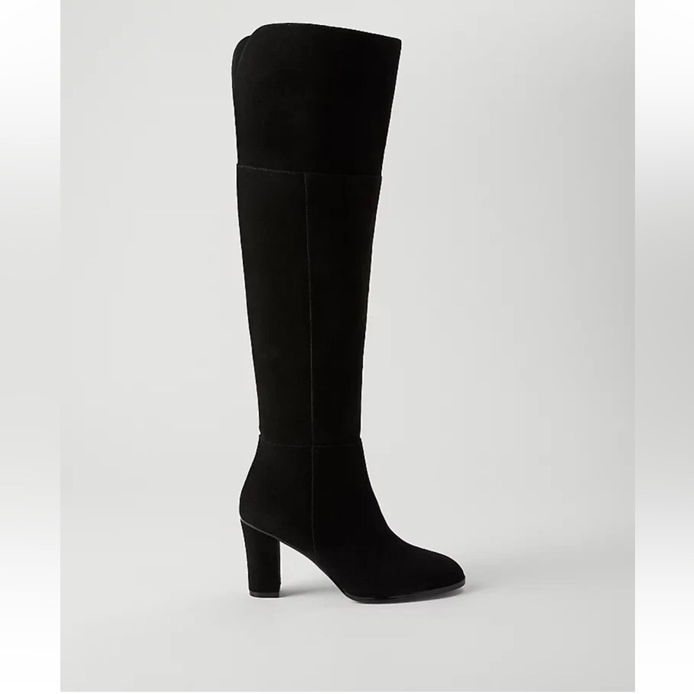 Ann Taylor Over The Knee Suede Block Heel Boot In Black 826182